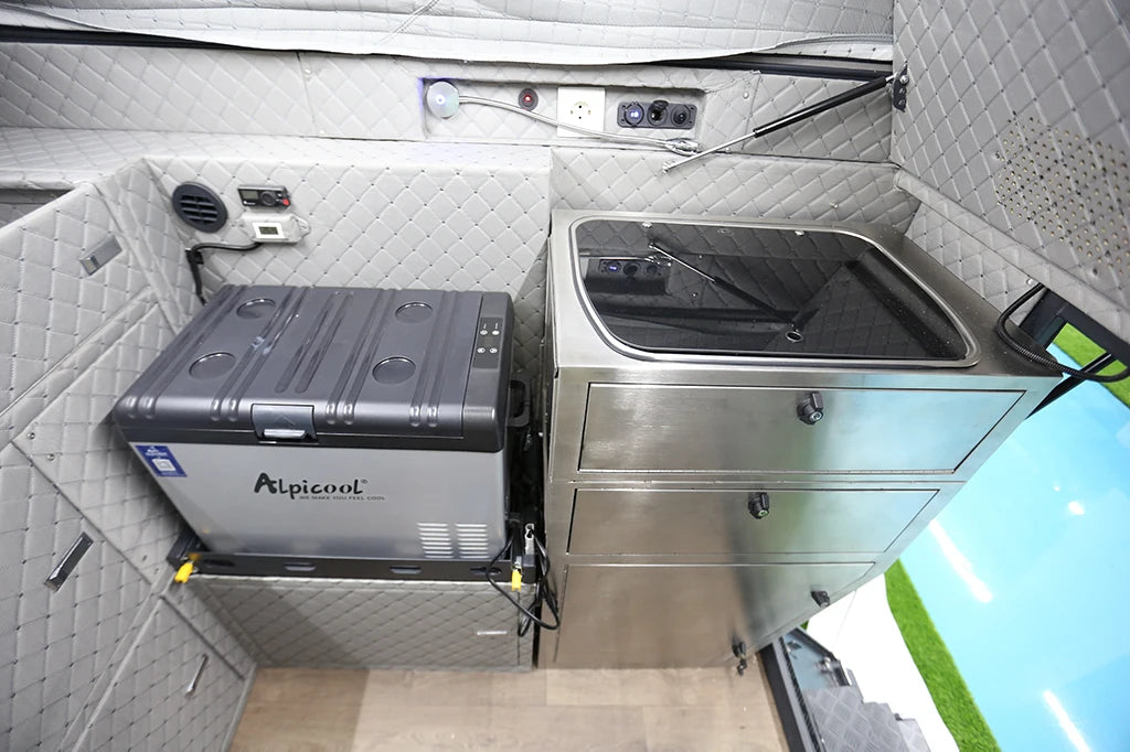 2025 Kinlife Pop-Up Roof Kitchen Shower and Solar Panel for 4x4 Ute and Pickup Camping Truck Canopy Camper with Tool Boxes