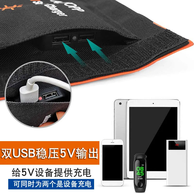 21W Solar Panel Folding Charging Bag Outdoor Mobile Phone Charging Photovoltaic Panel Dual USB Portable Solar Charger